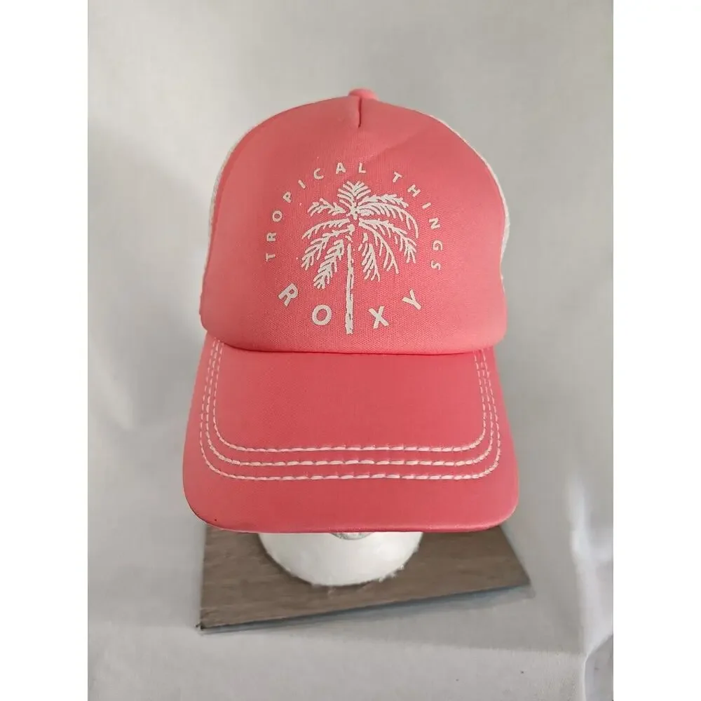 Roxy Lightweight Baseball‎ Hat Pink White Adjustable Summer Cap trucker Women's
